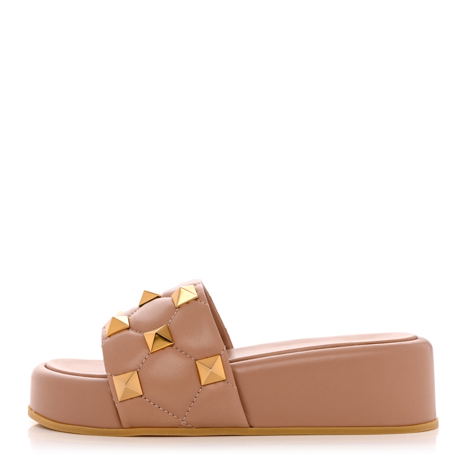 Valentino Garavani Nappa Roman Stud 30/50mm Platform Slide Sandals 36 Rose Cannelle 1 of 9