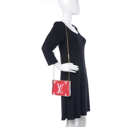 Louis Vuitton Monogram Giant Double Zip Pochette Rouge 2 of 10