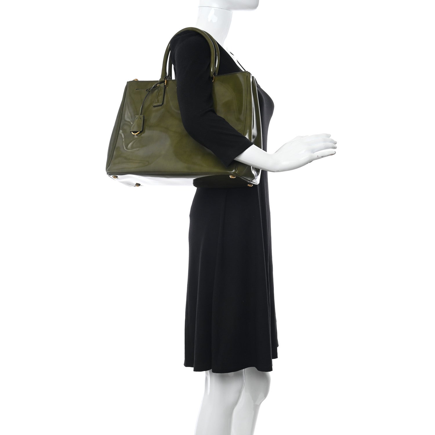 Prada Spazzolato Large Galleria Double Zip Tote Militare Fume 2 of 10