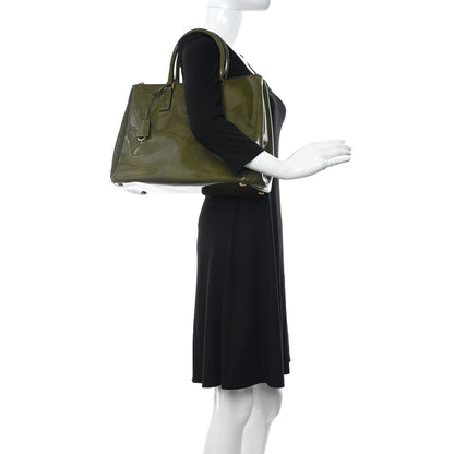 Prada Spazzolato Large Galleria Double Zip Tote Militare Fume 2 of 10