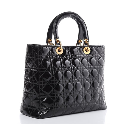 Christian Dior Patent Cannage Large Lady Dior Black 3 of 16