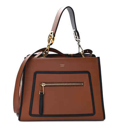 Fendi Vitello Century Opaco F is Fendi Bi-Color Small Runaway Satchel Corteccia Black 1 of 9