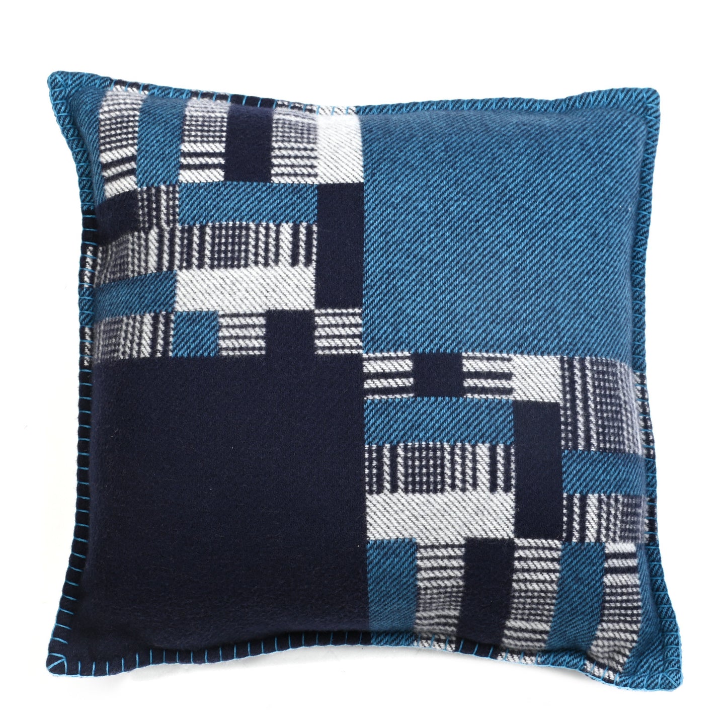 Wool Cashmere Avalon Paper Block Pillow Bleu Paon Marine