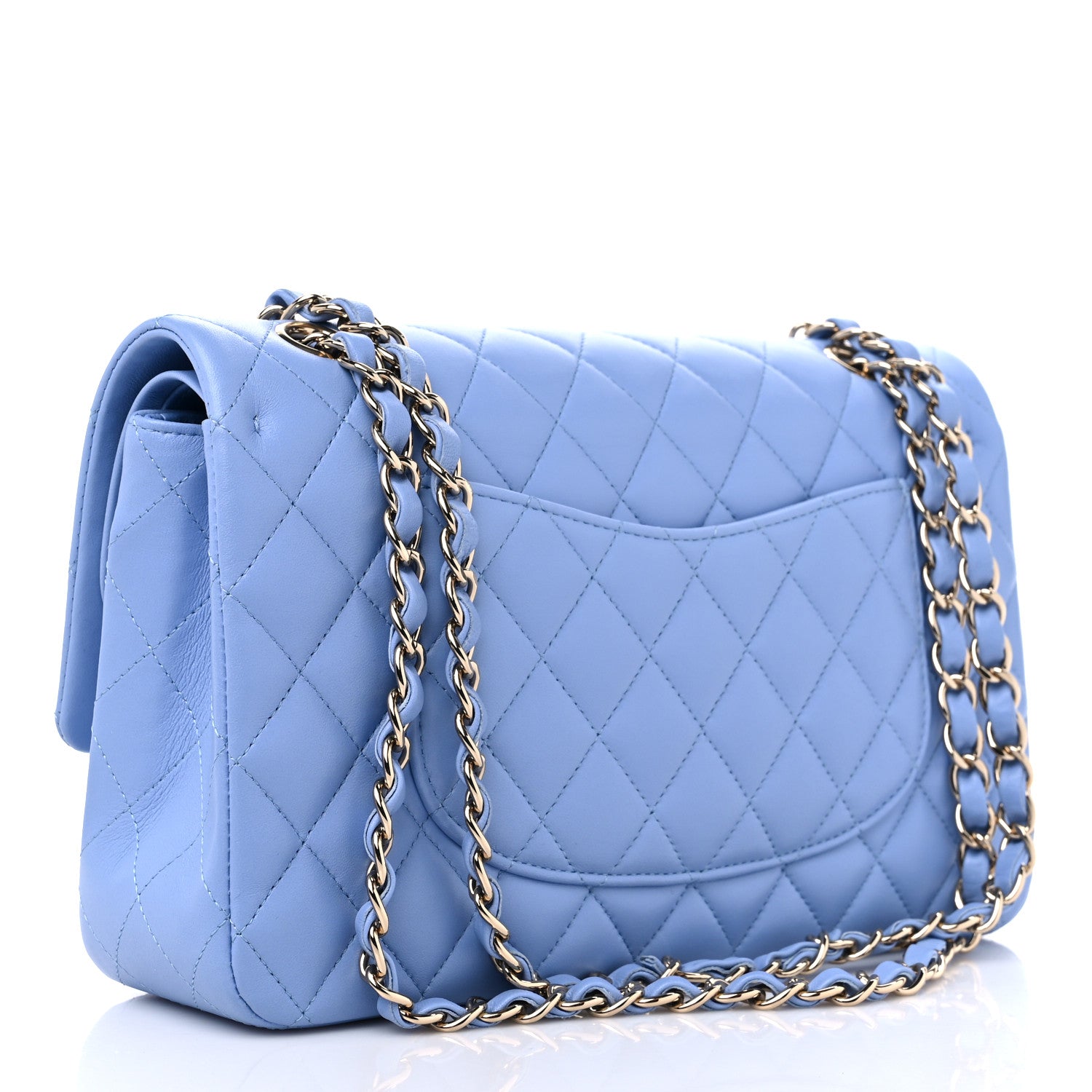 Chanel Lambskin Quilted Medium Double Flap Light Blue 2 of 10
