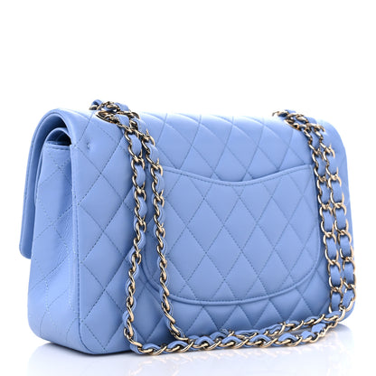 Chanel Lambskin Quilted Medium Double Flap Light Blue 2 of 10