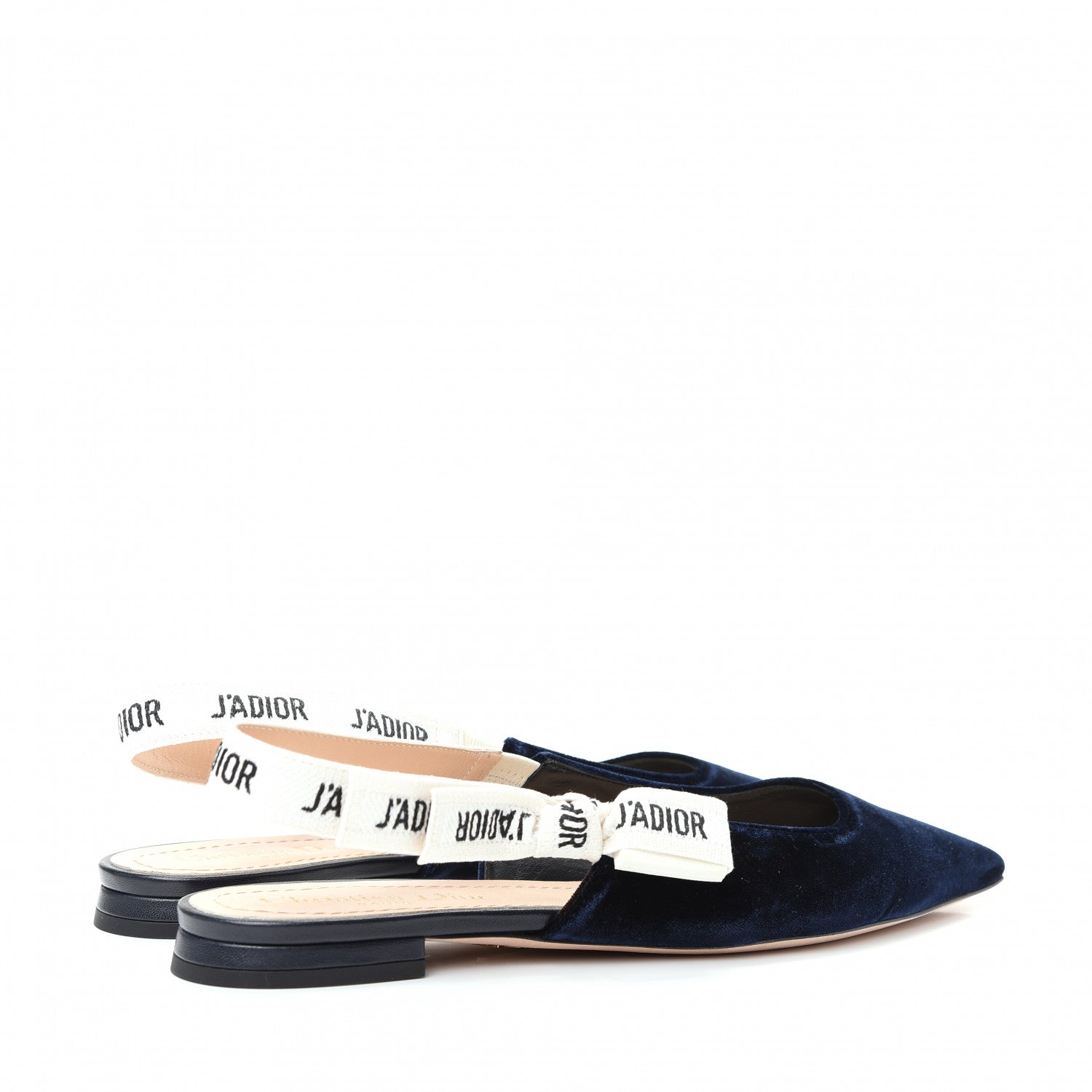 Christian Dior Velvet Ribbon J'Adoir Slingback Ballet Flats 37 Deep Blue 4 of 11