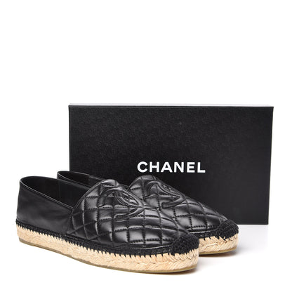 Chanel Lambskin Quilted CC Espadrilles 41 Black 11 of 11