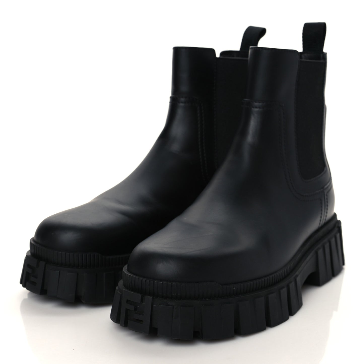 Calfskin Rubber Fendi Force Chelsea Boots 39 Black
