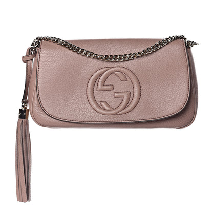 Gucci Pebbled Calfskin Medium Soho Flap Crossbody Pale Pink 1 of 10