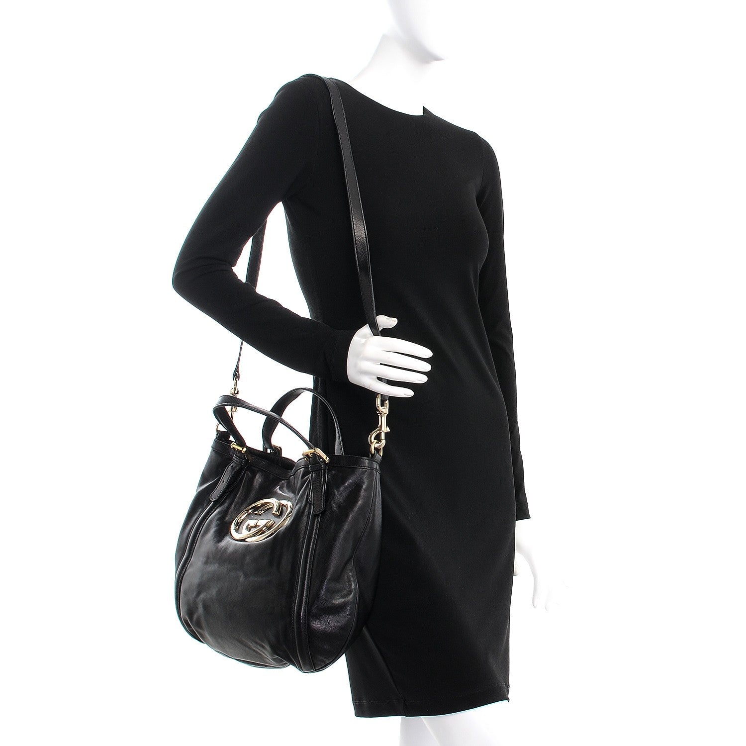 Gucci Calfskin Medium Britt Bag Black 2 of 10