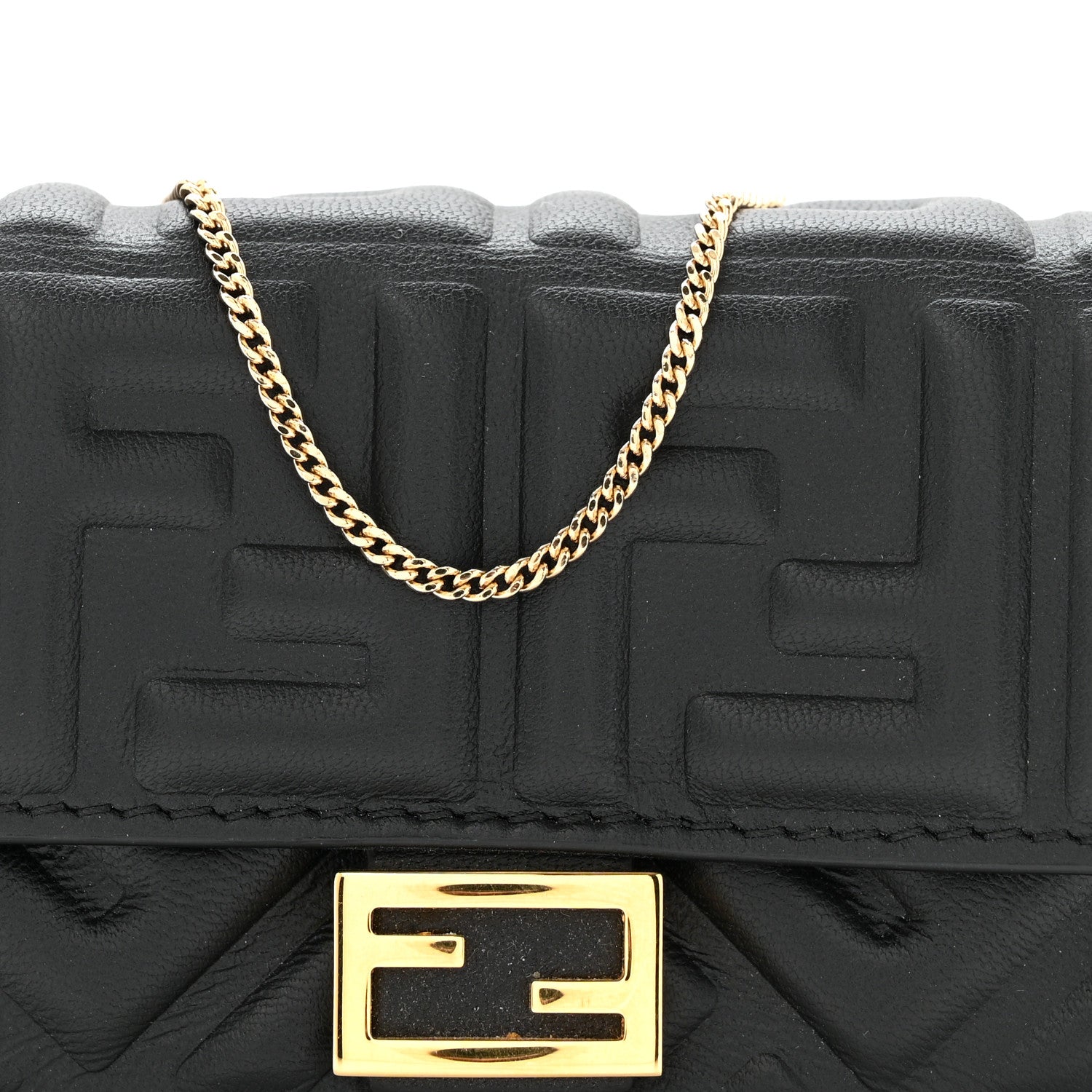 Fendi Nappa Matisse FF Embossed Nano Baguette Charm Black 7 of 12