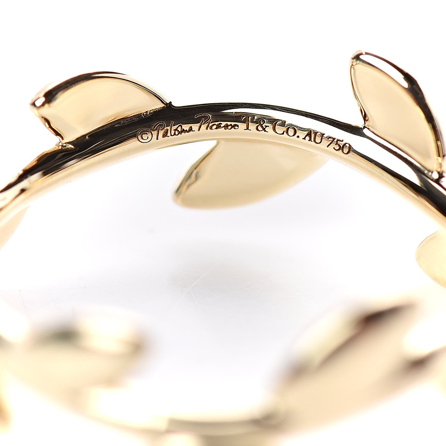 Tiffany 18K Yellow Gold Narrow Paloma Picasso Olive Leaf Band Ring 49 4.75 4 of 5