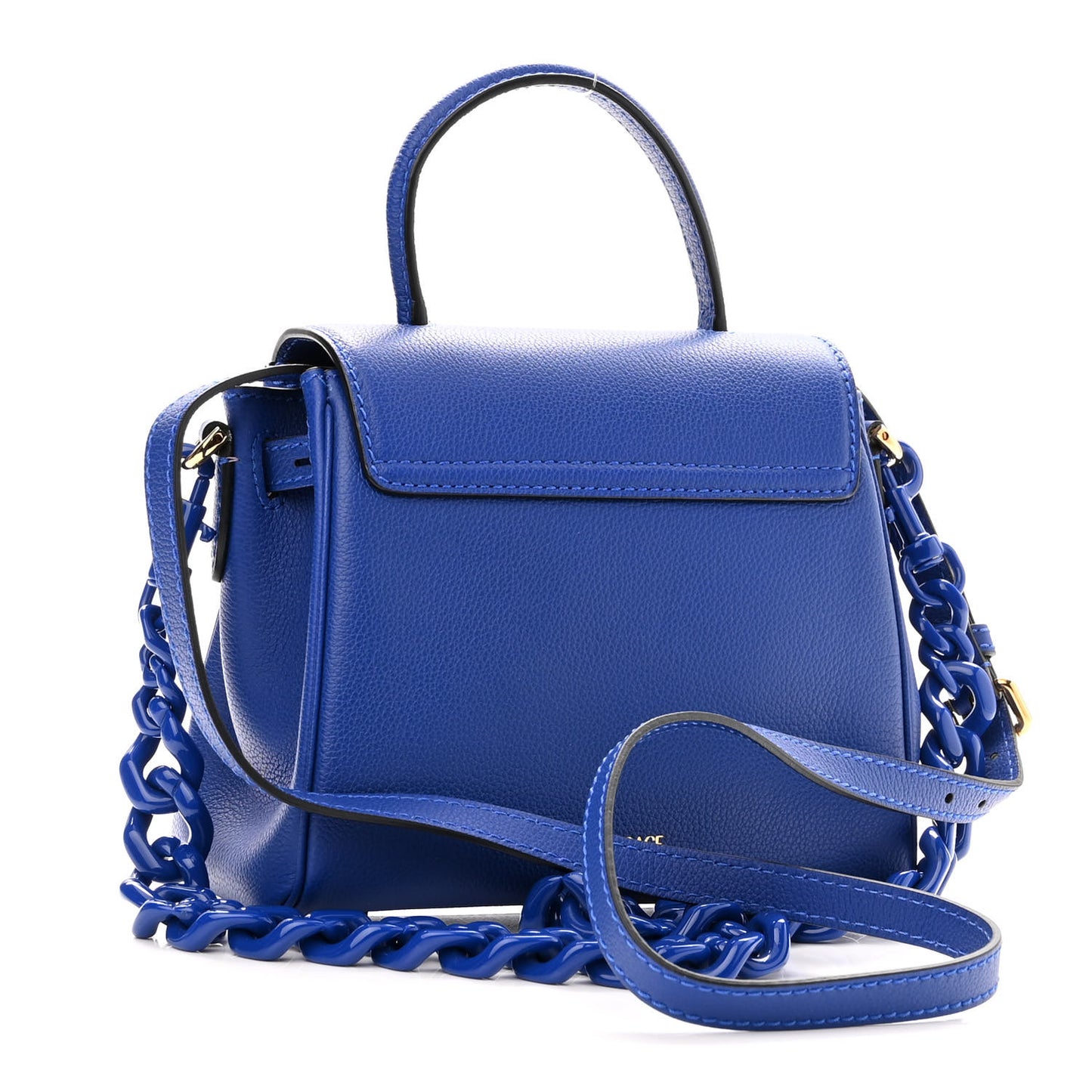 Grained Calfskin Small La Medusa Top Handle Bag Lapis