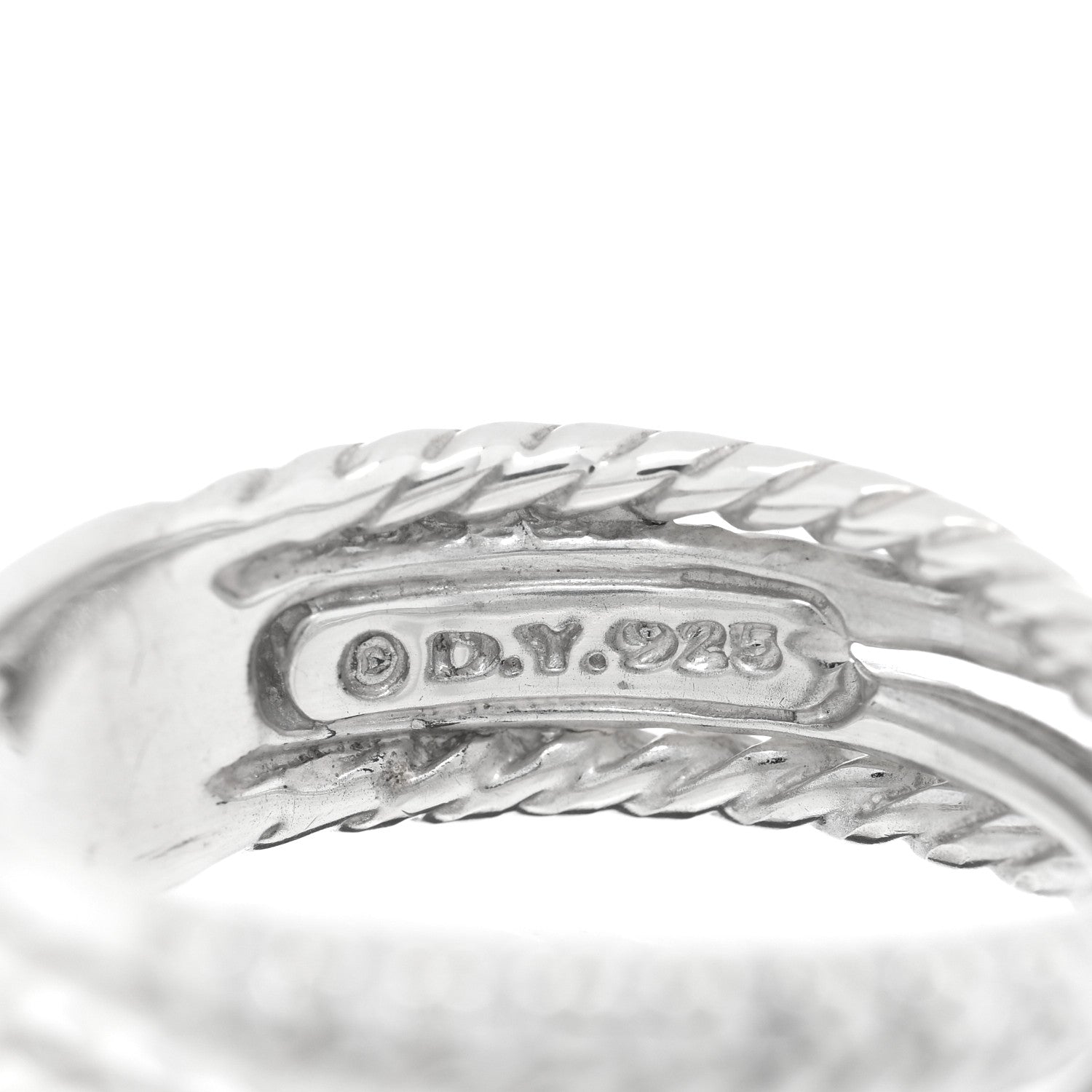 David Yurman Sterling Silver Diamond 6.8mm Crossover Ring 53 6.5 4 of 4