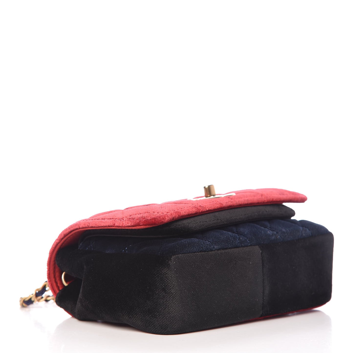 Velvet Quilted Small Camellia Flap Black Red Blue