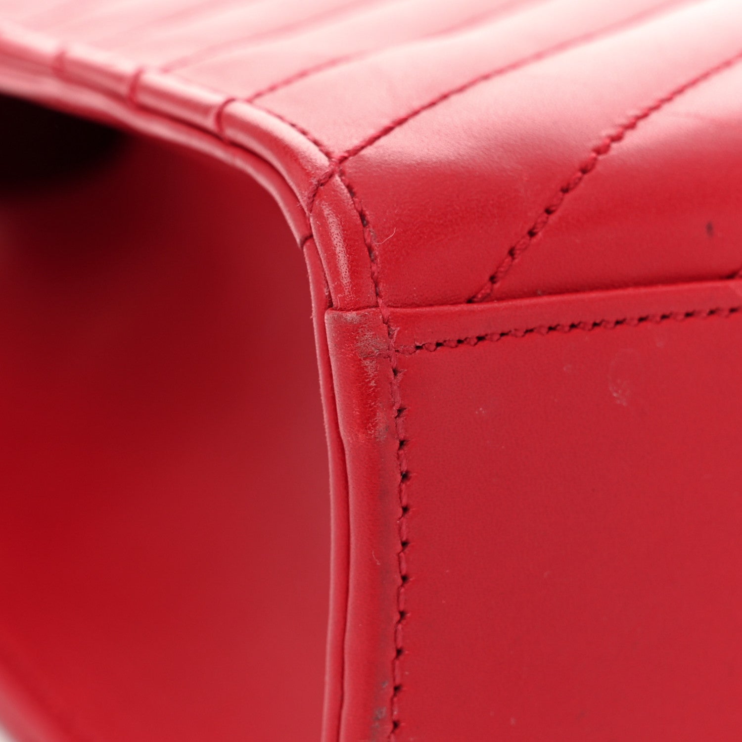 Saint Laurent Smooth Calfskin Matelasse Chevron Large Monogram Satchel Lipstick Red 11 of 13