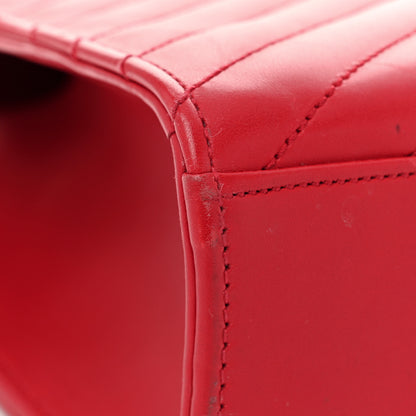 Saint Laurent Smooth Calfskin Matelasse Chevron Large Monogram Satchel Lipstick Red 11 of 13