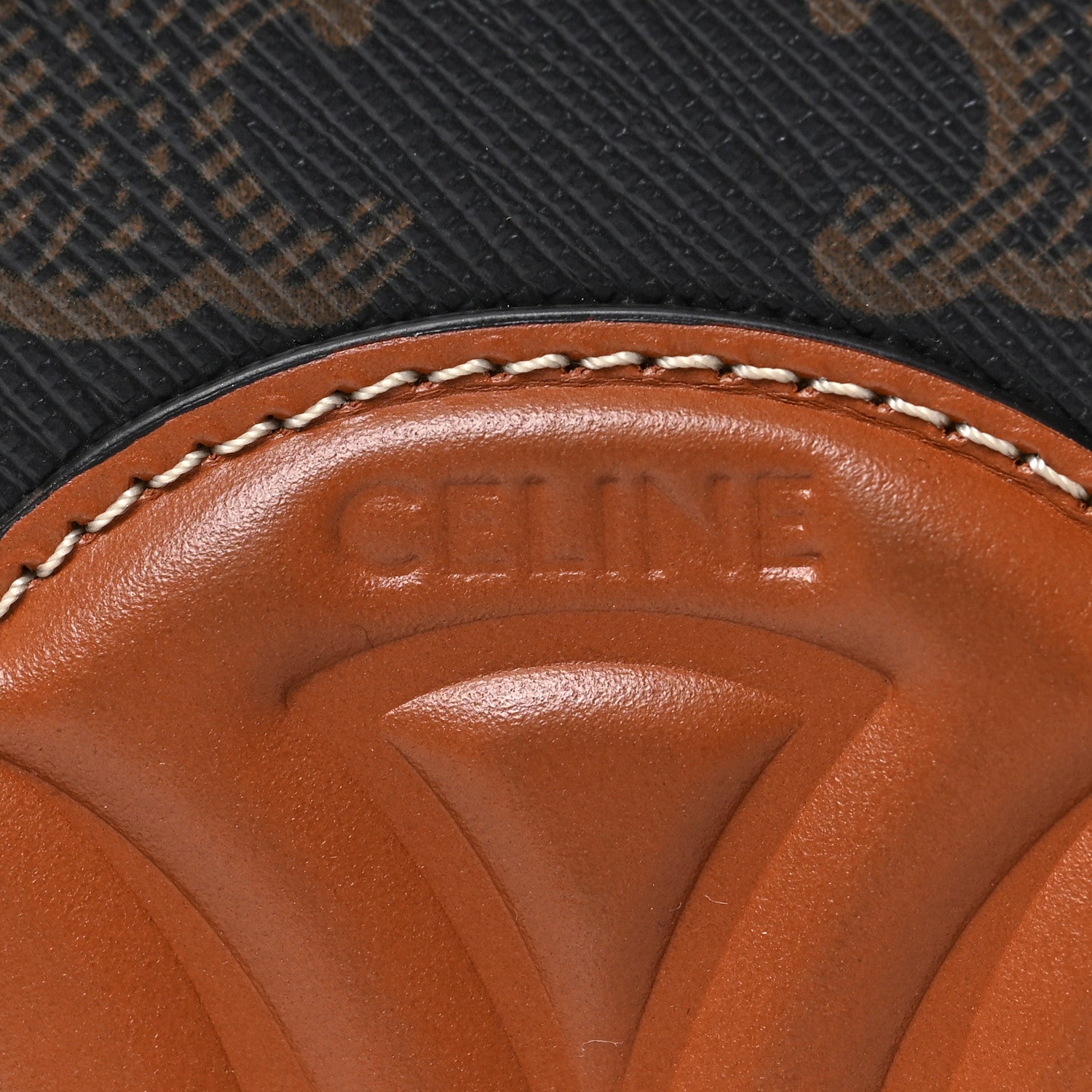 Celine Canvas Calfskin Cuir Triomphe Oval Purse Crossbody Tan 6 of 8