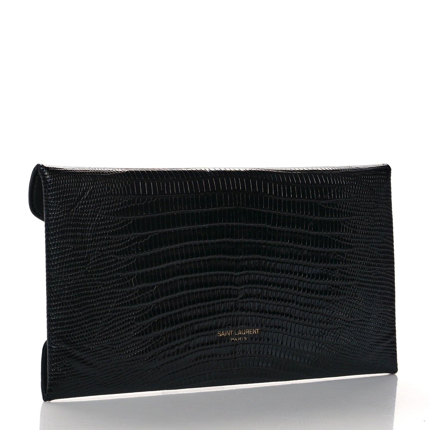 Saint Laurent Calfskin Lizard Embossed Paloma Monogram Clutch Black 3 of 7