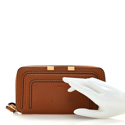 Chloe Grained Calfskin Marcie Long Zip Around Wallet Tan 2 of 7