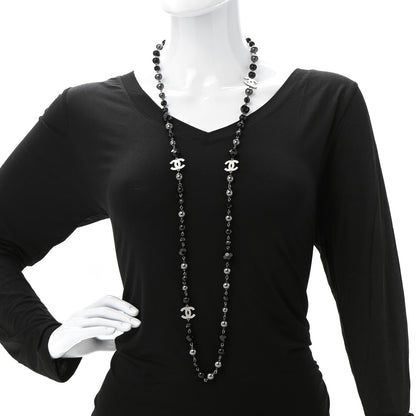 Chanel Ruthenium Pearl Beaded CC Long Necklace Black 2 of 6