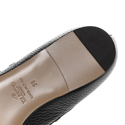 Valentino Garavani Pebbled Calfskin Rockstud Ballerina Flats 36 Black 8 of 12