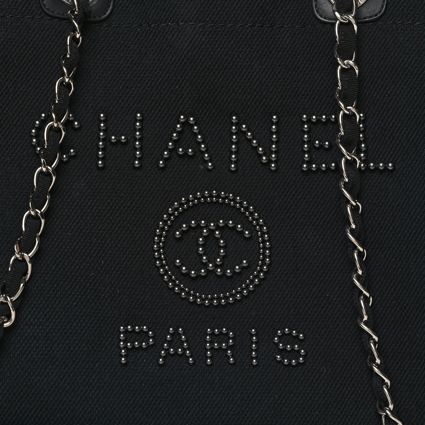 Canvas Pearl Medium Deauville Tote Black