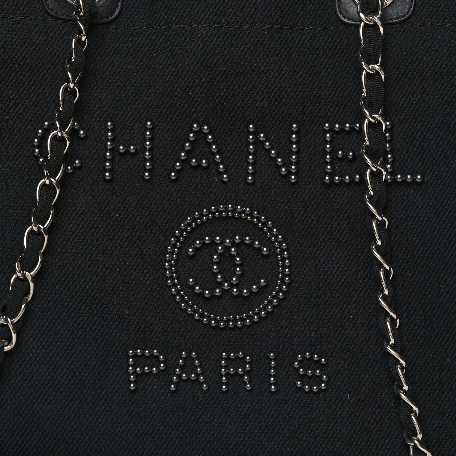 Chanel Canvas Pearl Medium Deauville Tote Black 8 of 10