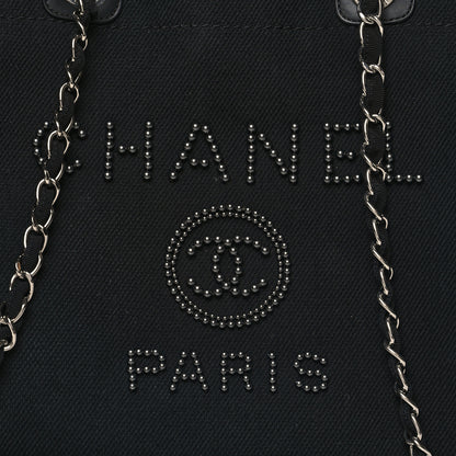 Chanel Canvas Pearl Medium Deauville Tote Black 8 of 10