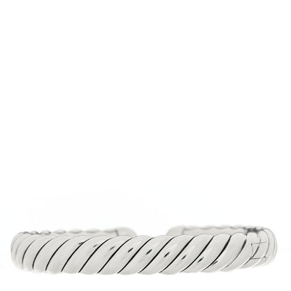 David Yurman Sterling Silver Diamond 10mm Sculpted Cable Cuff Bracelet 2 of 3