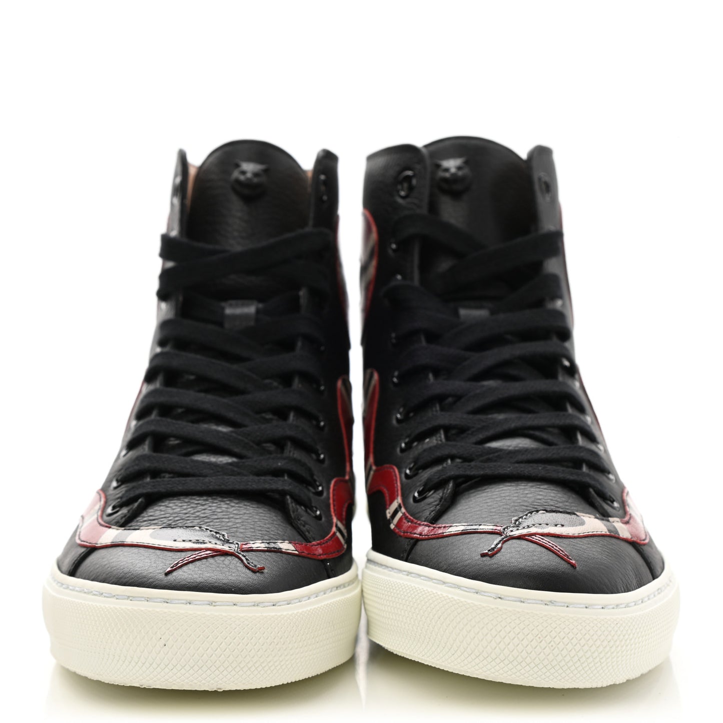 Calfskin Kingsnake Womens High Top Sneakers 37 Black