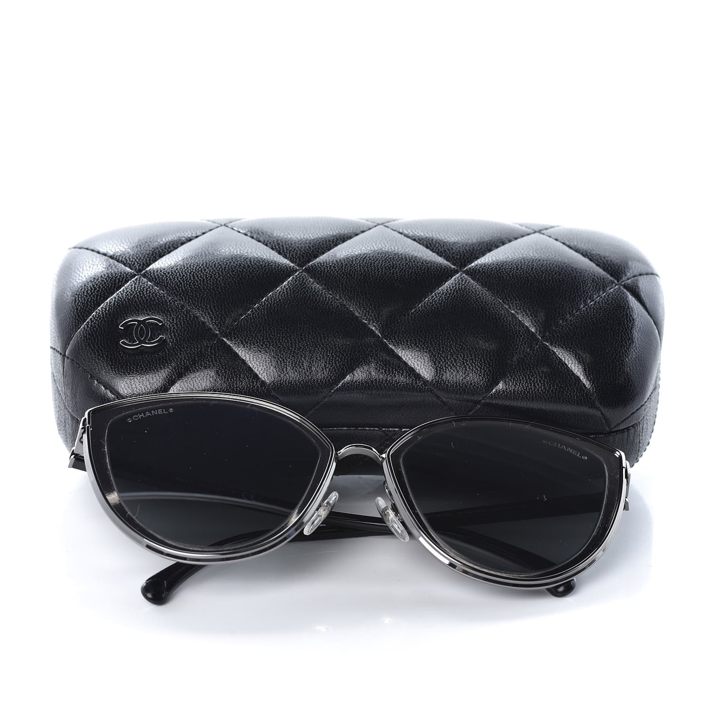 Metal Cat Eye Sunglasses 4222 Silver Black