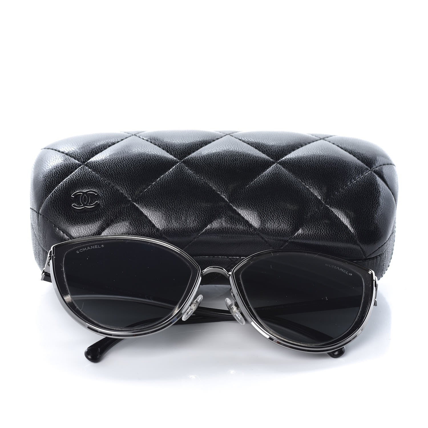 Chanel Metal Cat Eye Sunglasses 4222 Silver Black 7 of 8