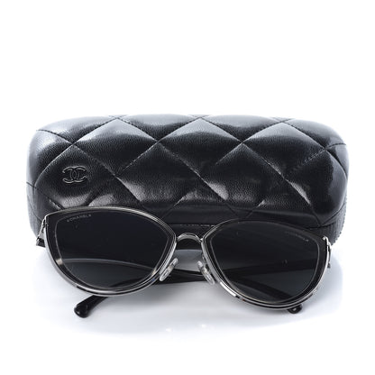 Chanel Metal Cat Eye Sunglasses 4222 Silver Black 7 of 8