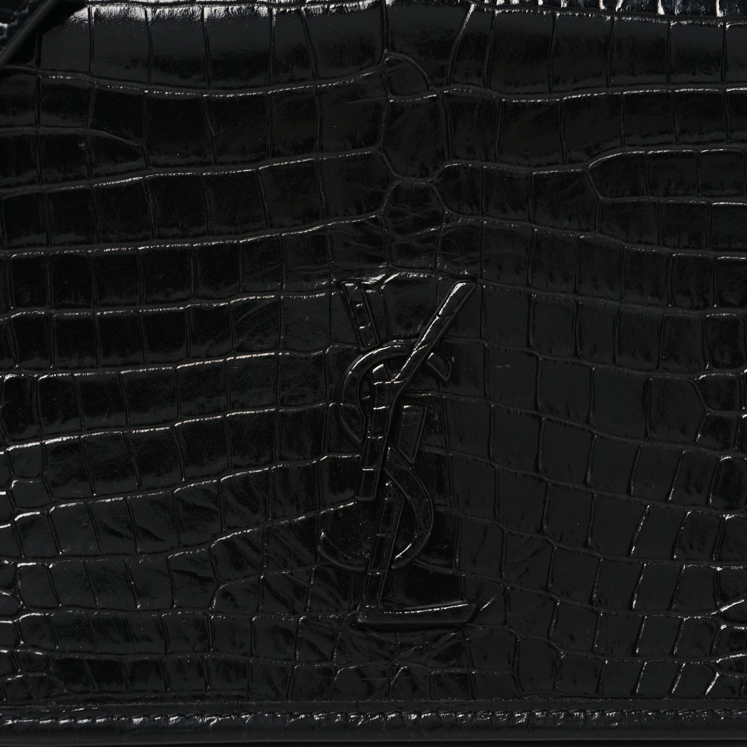Saint Laurent Crocodile Embossed Lambskin Matelasse Monogram Niki Chain Wallet Black 8 of 11