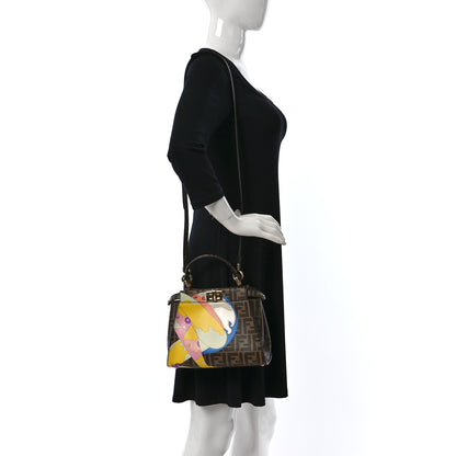 Fendi Glazed Fabric Vitello FF 1974 Hairdo Girls Inlay Mini Peekaboo Iconic Satchel Mogano Panna Multicolor 3 of 8