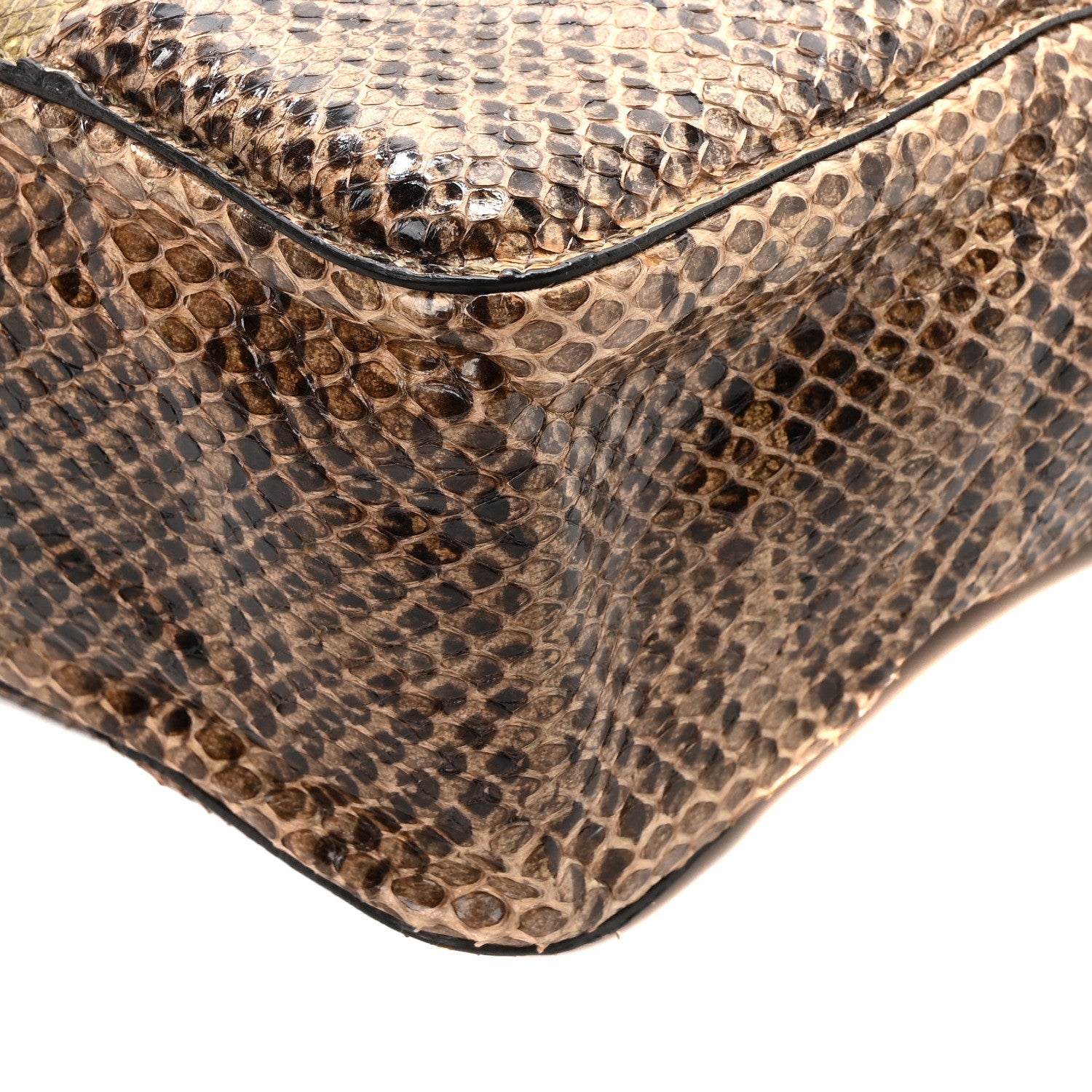 Chloe Snakeskin Jumbo Elsie Chain Shoulder Bag Brown Green 9 of 9