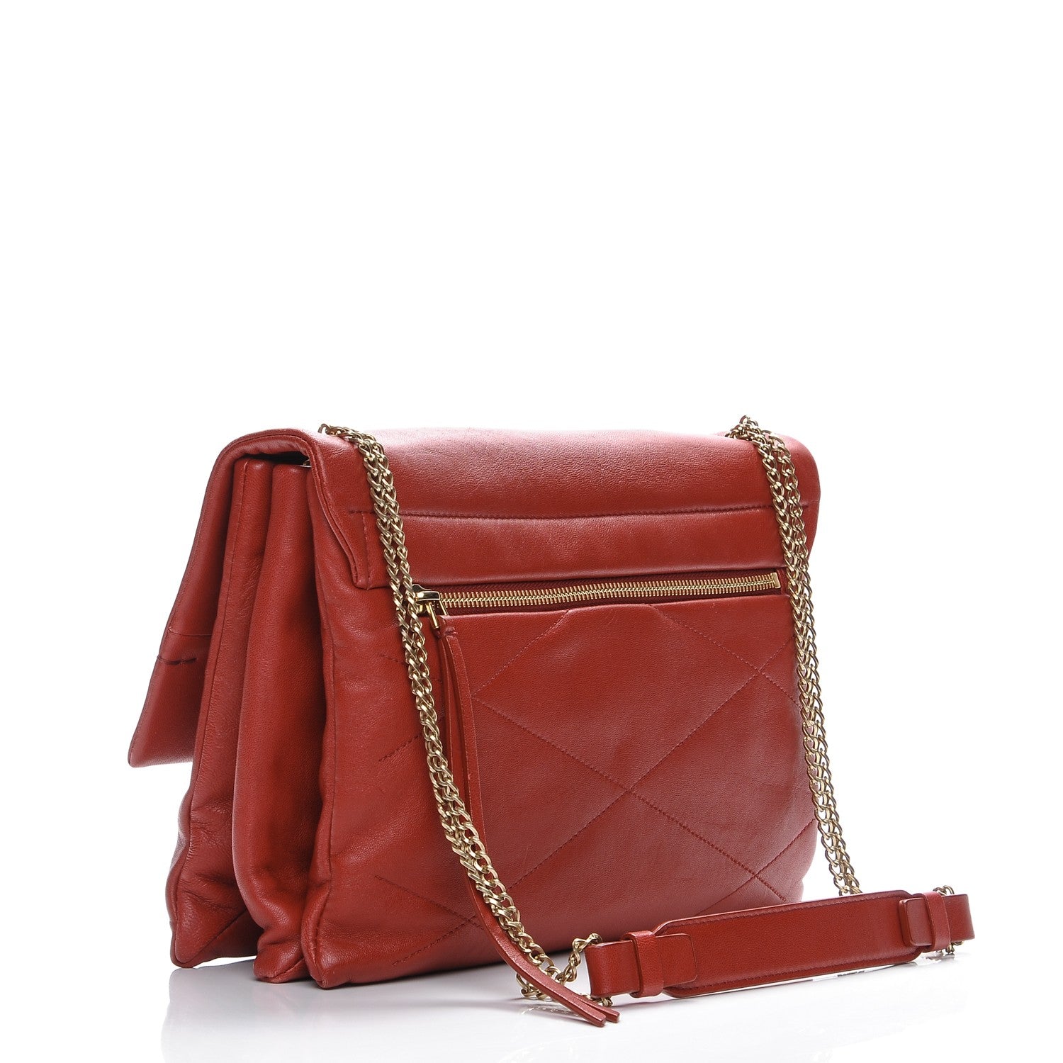 Lanvin Lambskin Quilted Medium Sugar Flap Shoulder Bag Red 3 of 8