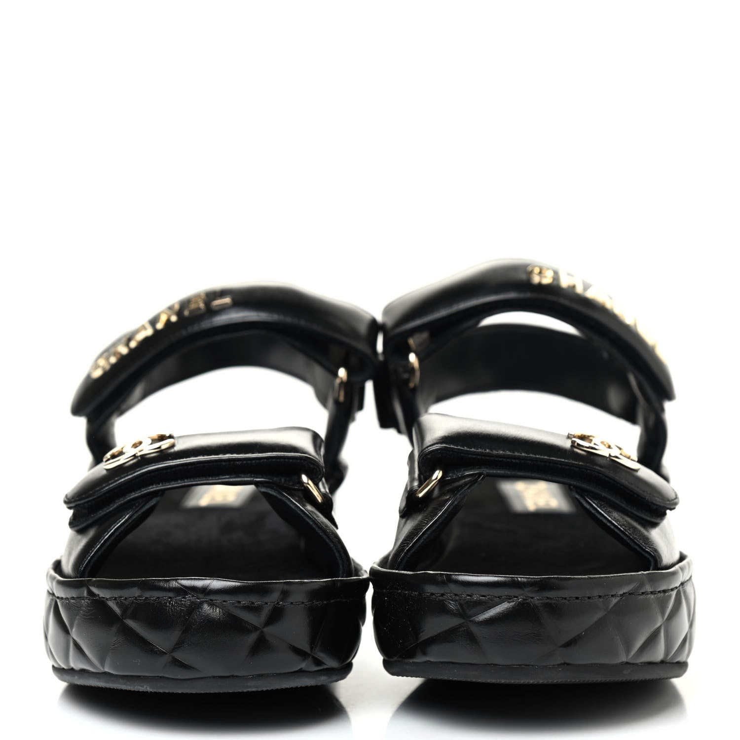 Chanel Shiny Calfskin Logo Platform Sandals 39 Black 2 of 4