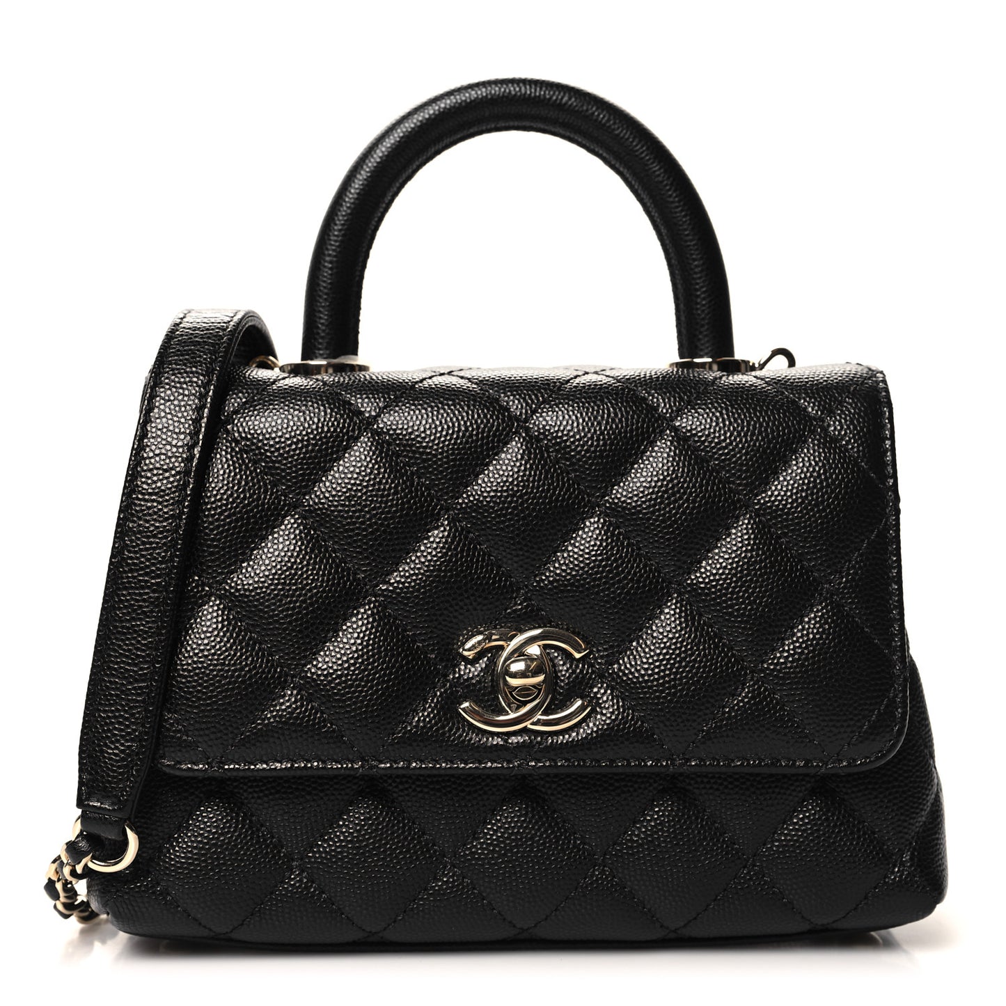 Caviar Quilted Extra Mini Coco Handle Flap Black