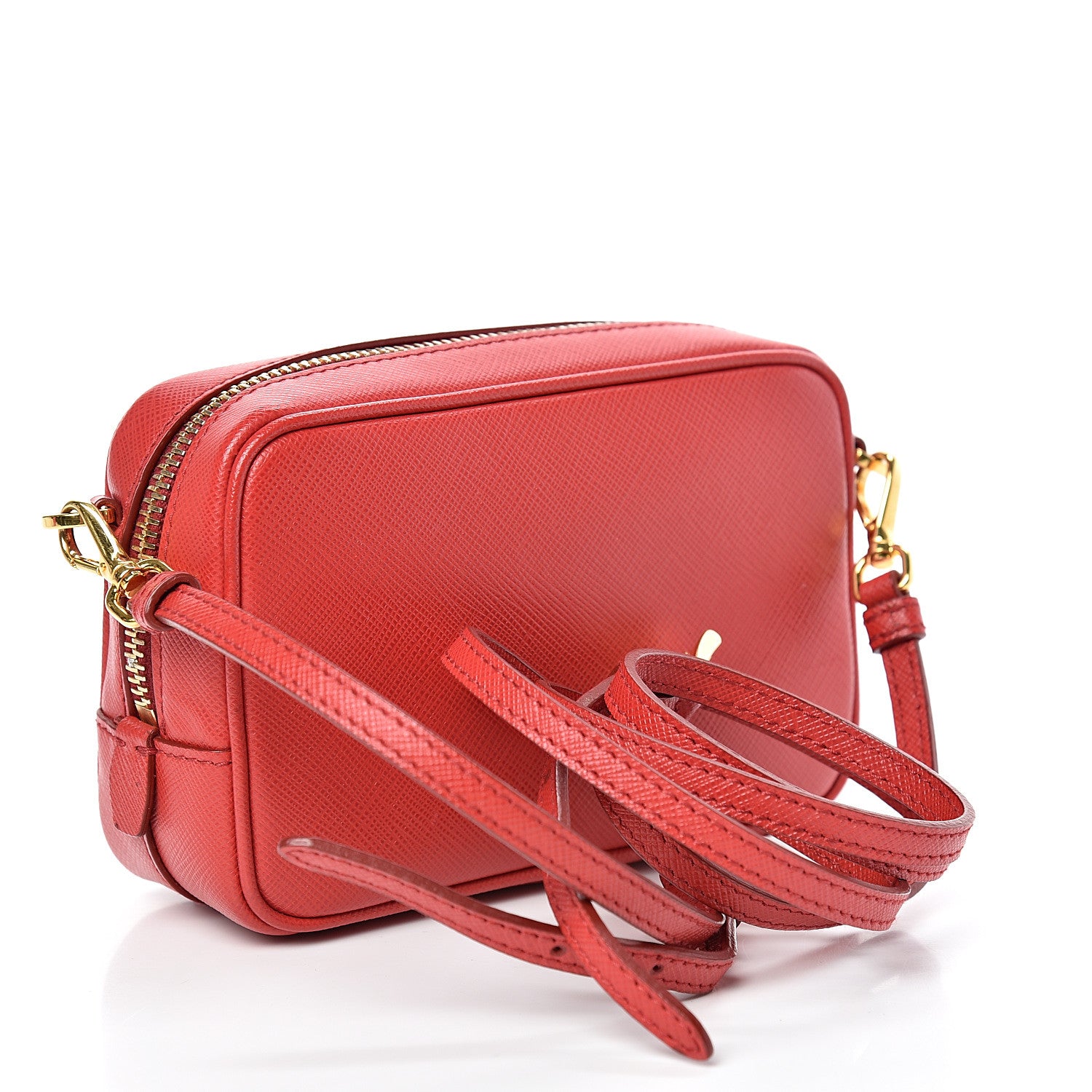 Prada Saffiano Mini Camera Crossbody Bag Fuoco 2 of 10