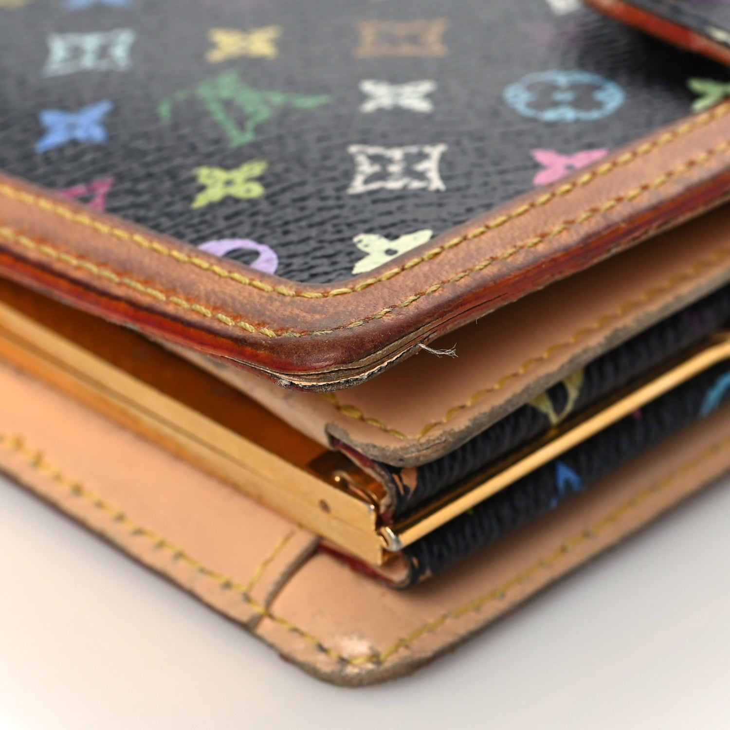 Louis Vuitton Monogram Multicolor French Purse Wallet Black 8 of 17