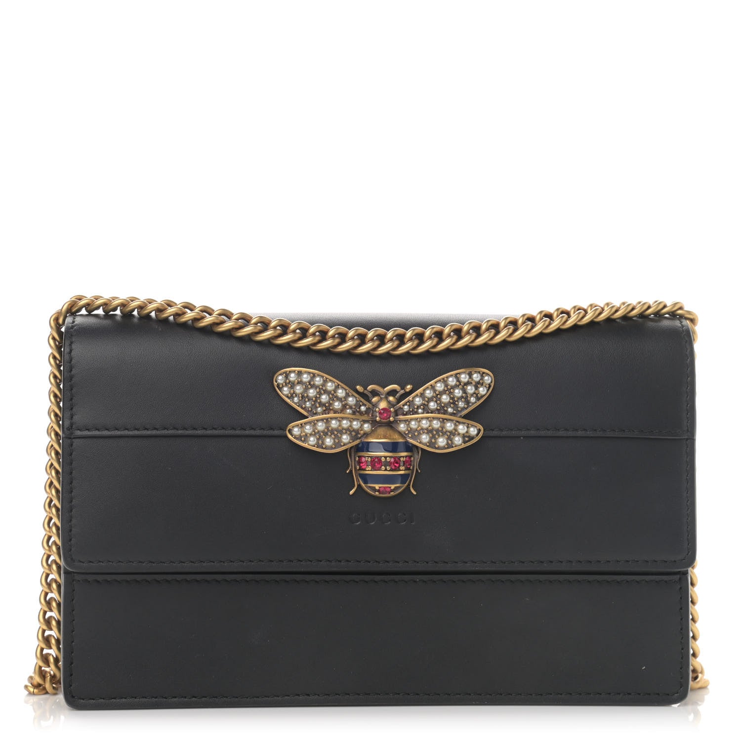 Gucci Calfskin Queen Margaret Chain Wallet Black 1 of 15