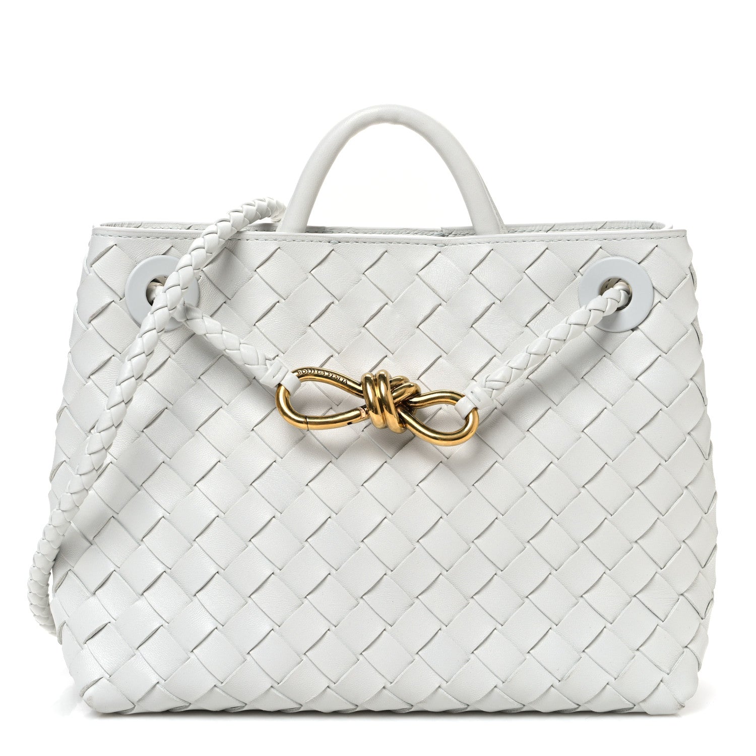 Bottega Veneta Nappa Intrecciato Small Andiamo Shoulder Bag Hoarfrost 1 of 9