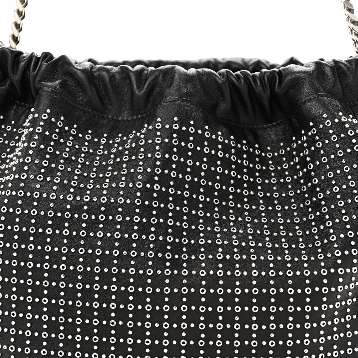 Saint Laurent Lambskin Studded Drawstring Bag Black 8 of 10