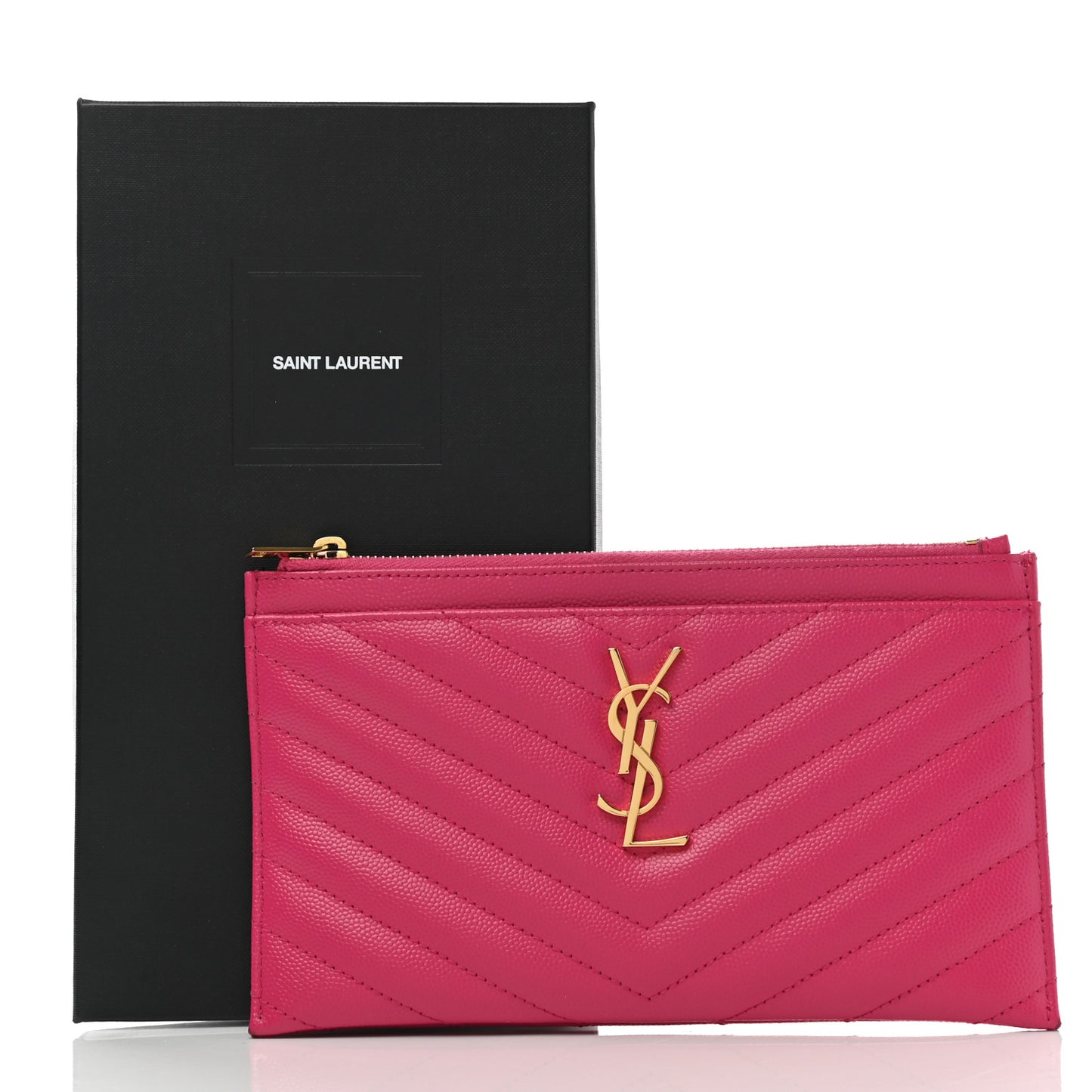 Grain De Poudre Chevron Monogram Bill Pouch Fresh Fuxia