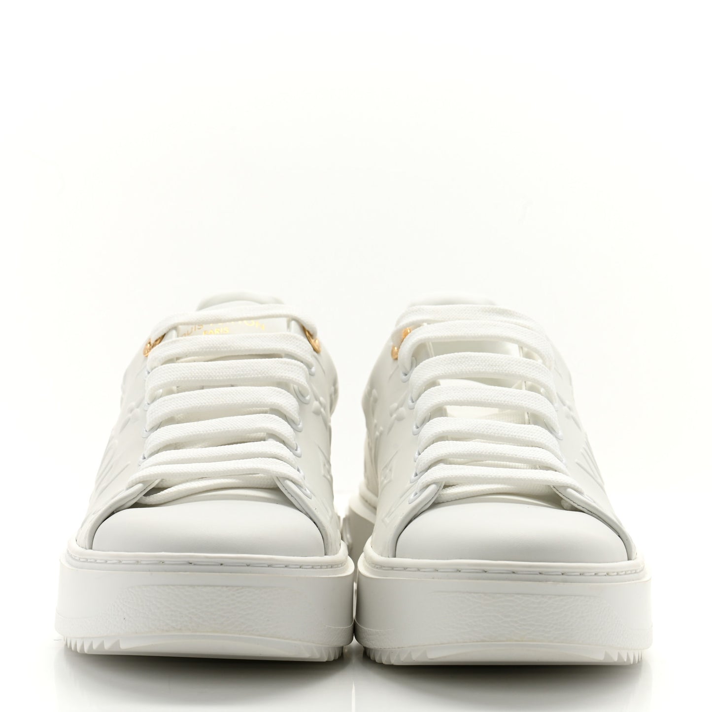 Lambskin Embossed Monogram Time Out Sneakers 37.5 White