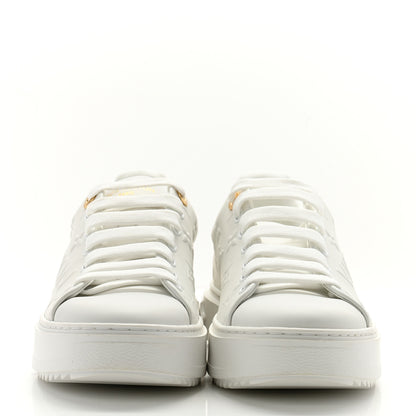 Louis Vuitton Lambskin Embossed Monogram Time Out Sneakers 37.5 White 2 of 11