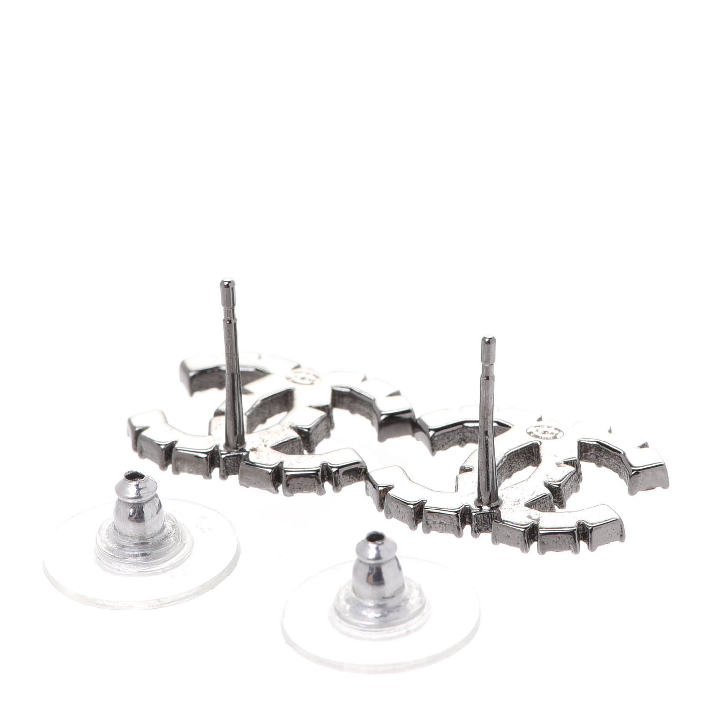 Ruthenium Crystal CC Earrings Black