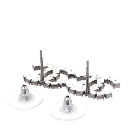 Chanel Ruthenium Crystal CC Earrings Black 3 of 5
